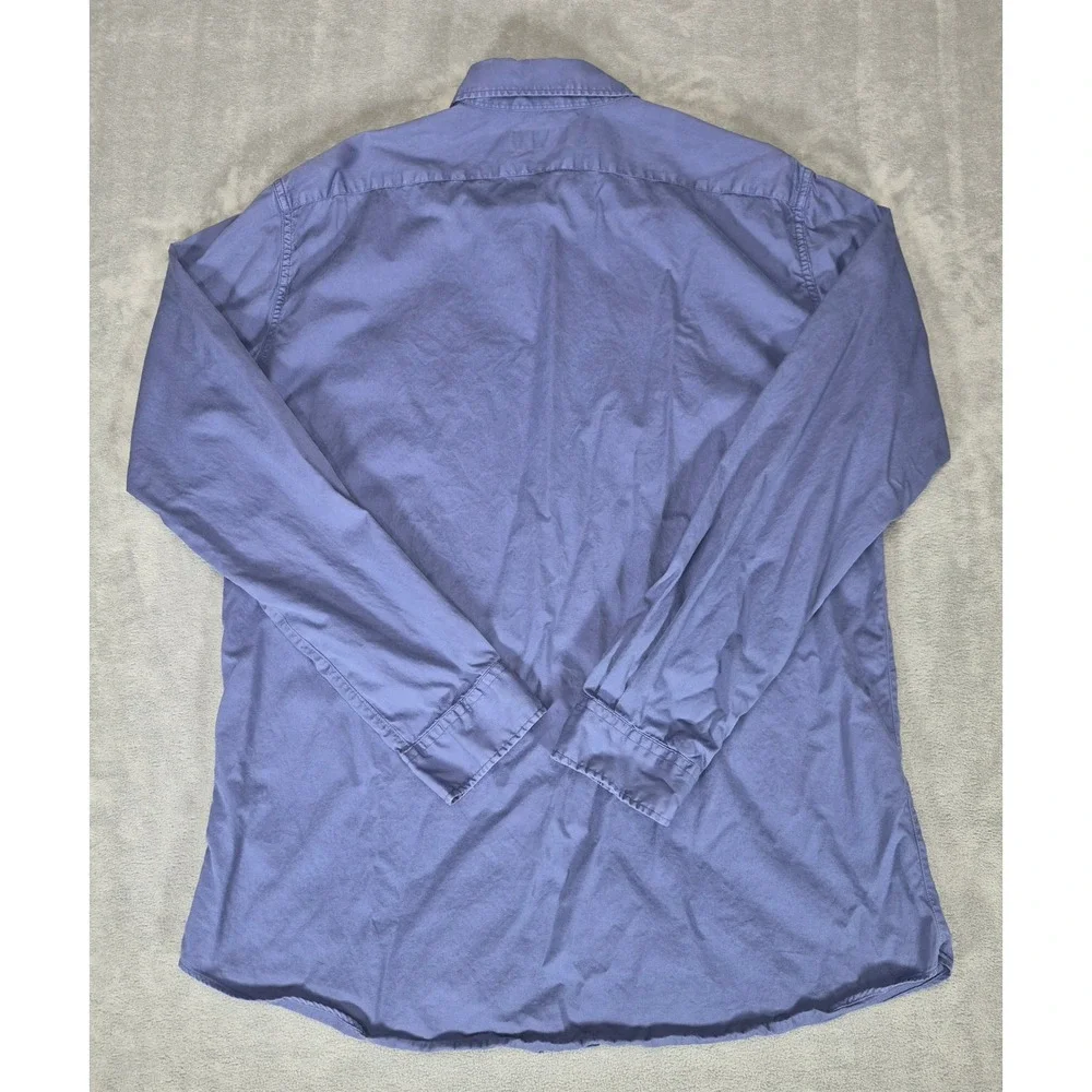 Polo Ralph Lauren  XL Blue Feather Weight Twill Military Epaulet Shirt Vintage
